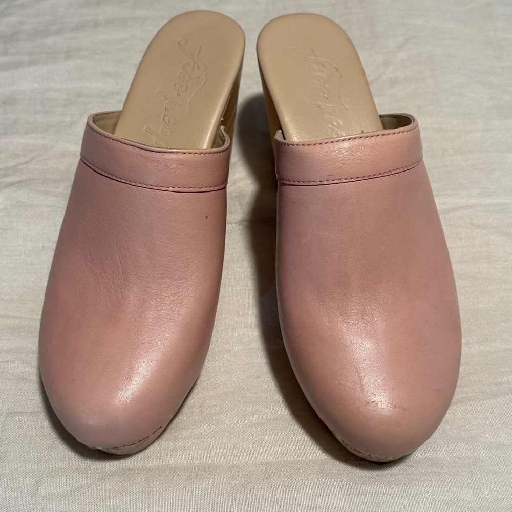 Free People Pink Leather Mule Clogs